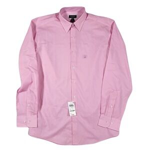 Club Room Pink Point Collar Dress Shirt Mens Large 16 34-35 Classic Fit NEW‎